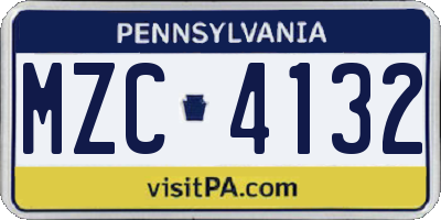 PA license plate MZC4132