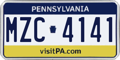 PA license plate MZC4141