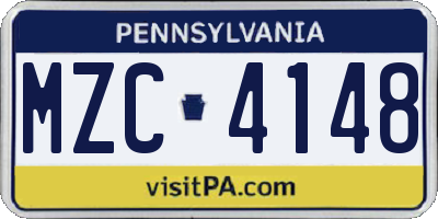 PA license plate MZC4148