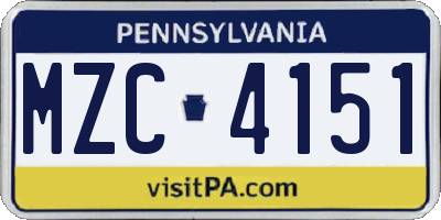 PA license plate MZC4151