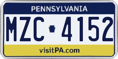PA license plate MZC4152
