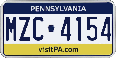 PA license plate MZC4154