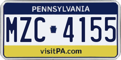 PA license plate MZC4155