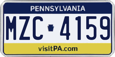 PA license plate MZC4159