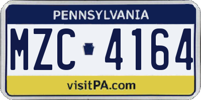 PA license plate MZC4164