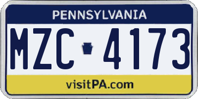 PA license plate MZC4173