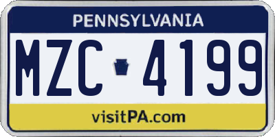 PA license plate MZC4199