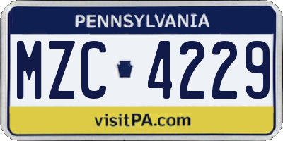 PA license plate MZC4229