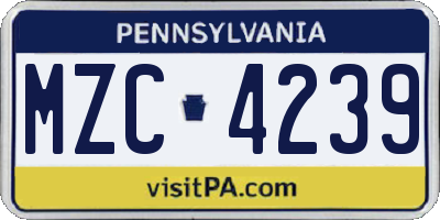 PA license plate MZC4239