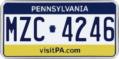 PA license plate MZC4246