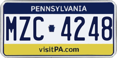 PA license plate MZC4248
