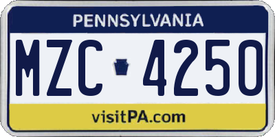 PA license plate MZC4250