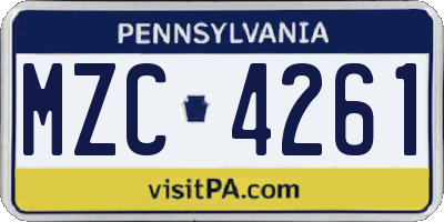 PA license plate MZC4261