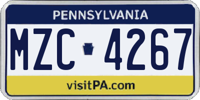 PA license plate MZC4267