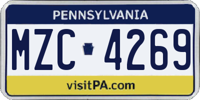 PA license plate MZC4269