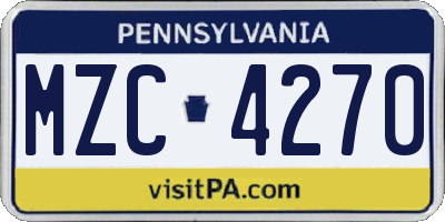 PA license plate MZC4270