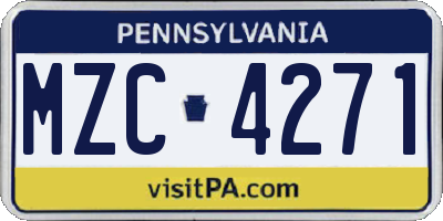 PA license plate MZC4271