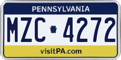 PA license plate MZC4272