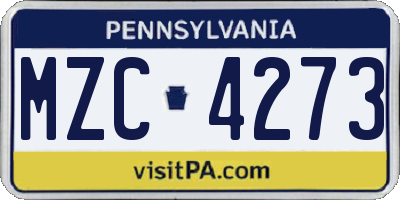 PA license plate MZC4273