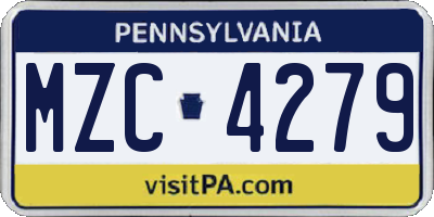 PA license plate MZC4279