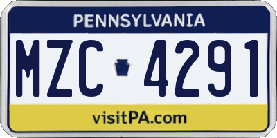 PA license plate MZC4291