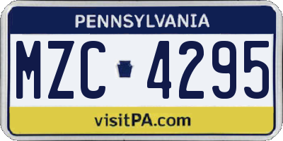 PA license plate MZC4295