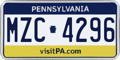 PA license plate MZC4296