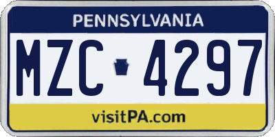 PA license plate MZC4297
