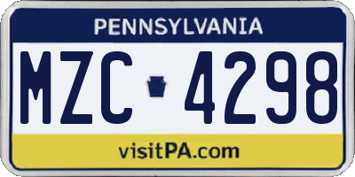 PA license plate MZC4298