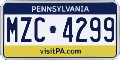 PA license plate MZC4299