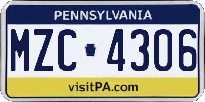 PA license plate MZC4306