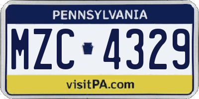 PA license plate MZC4329