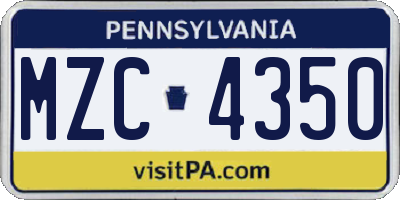 PA license plate MZC4350