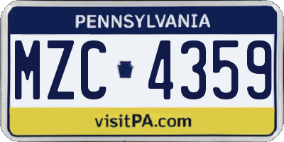 PA license plate MZC4359