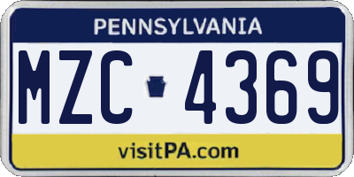 PA license plate MZC4369