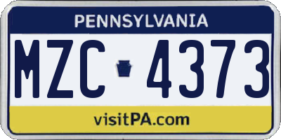 PA license plate MZC4373