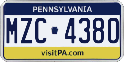 PA license plate MZC4380