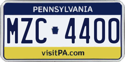 PA license plate MZC4400