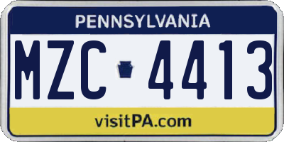 PA license plate MZC4413