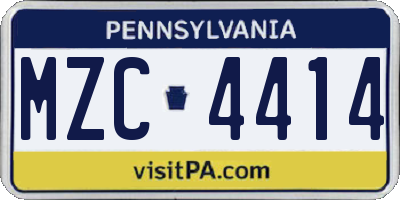 PA license plate MZC4414