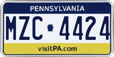 PA license plate MZC4424