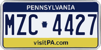 PA license plate MZC4427