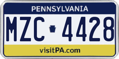 PA license plate MZC4428