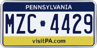 PA license plate MZC4429
