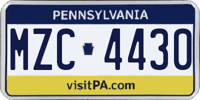 PA license plate MZC4430