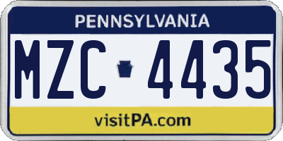 PA license plate MZC4435