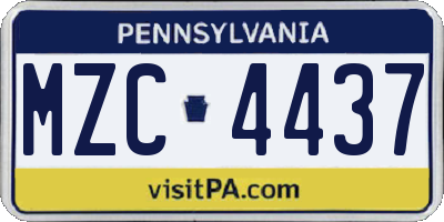 PA license plate MZC4437