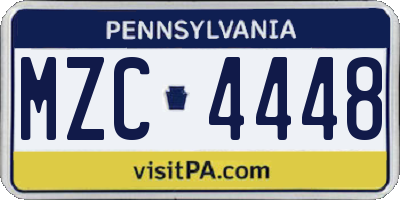 PA license plate MZC4448