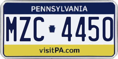 PA license plate MZC4450