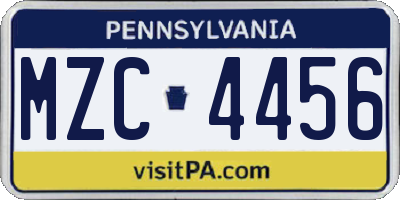 PA license plate MZC4456